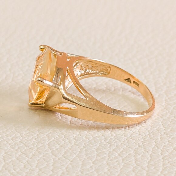 Late ’70s 14K Gold Fancy-Cut Citrine Statement Ring (4.72 g), Size 7.75 - Picture 5 of 15